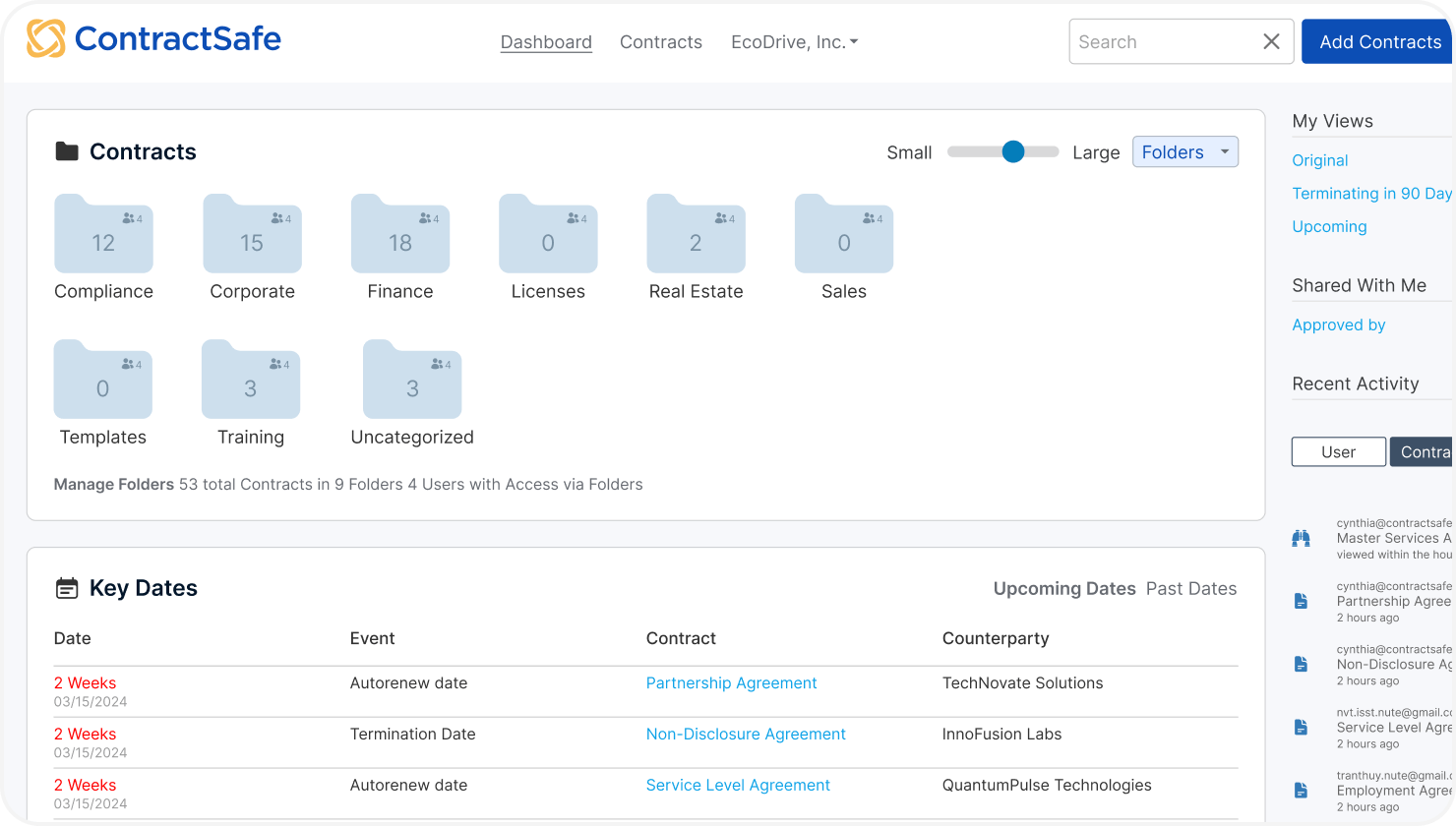 ContractSafe dashboard