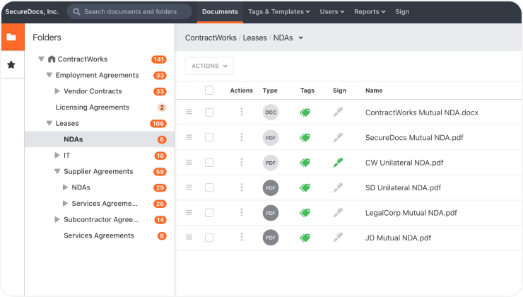 ContractWorks dashboard