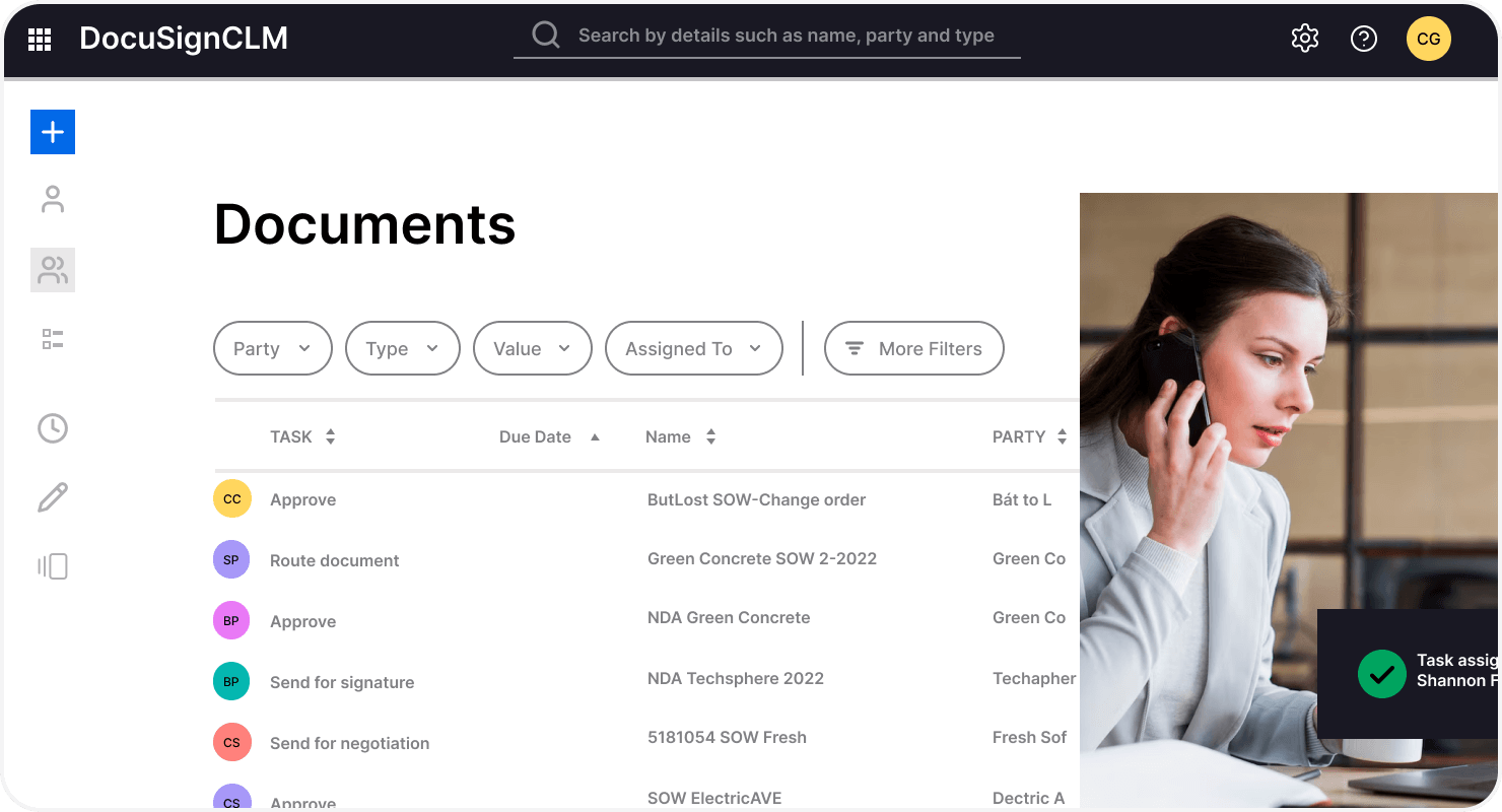 DocuSign CLM dashboard