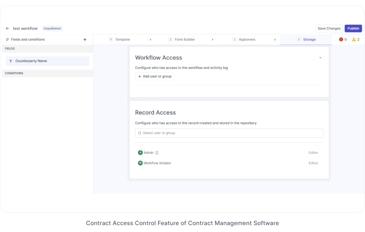 Role-based contract access feature