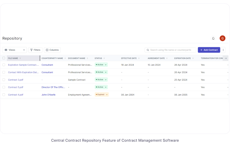 Centralized contract repository